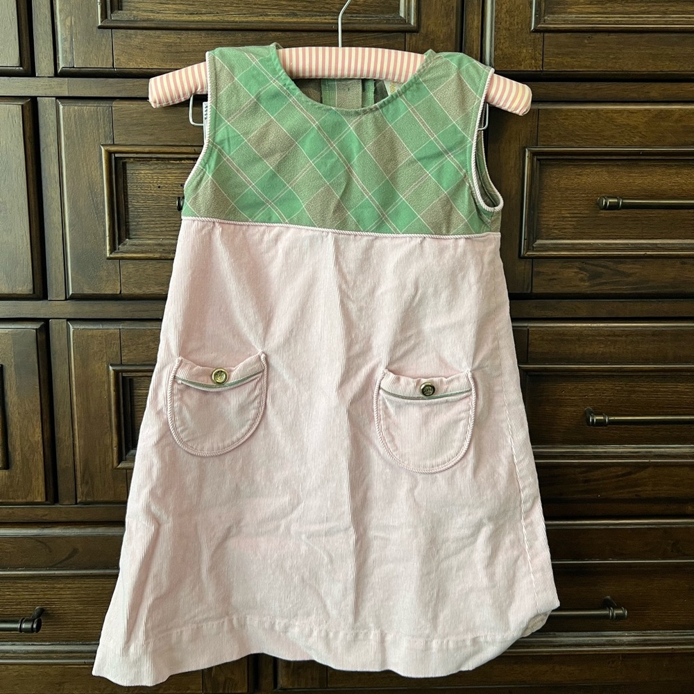 The Beaufort Bonnet Company Pink and Green Girls' Sleeveless Dress